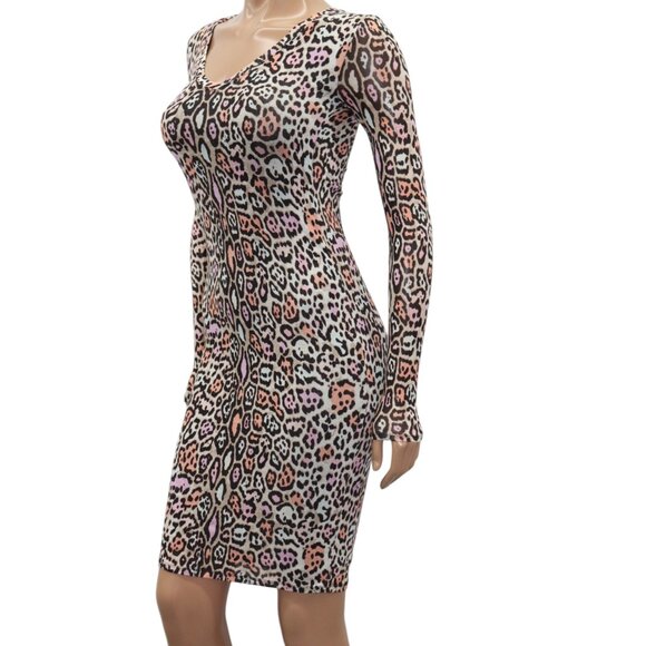 BCBG Maxarzria Bodycon Leopard Animal Print Mini Dress XS - Picture 2 of 8